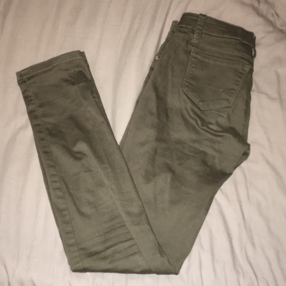 Ripped army green jeans